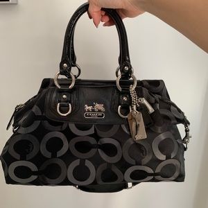 Coach Bag Black Madison Sabrina OP Art Logo Bag